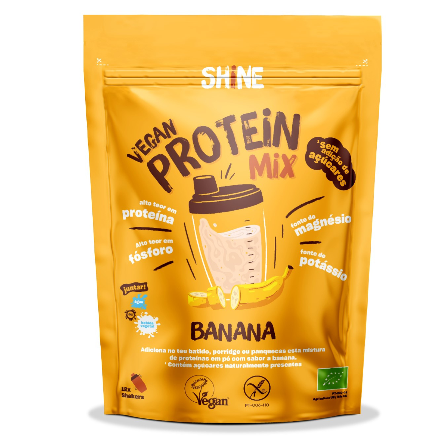 Shake proteic Bio cu banane, 250 g, Shine