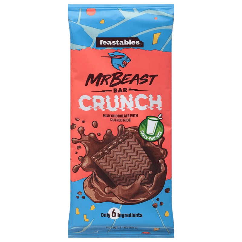 Ciocolata cu lapte si bucati de orez expandat Crunch, 60 g, Mr Beast Feastables
