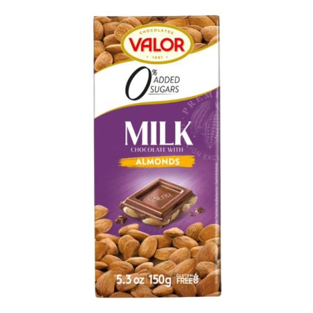 Ciocolata cu lapte si migdale fara zahar, 150 g, Valor