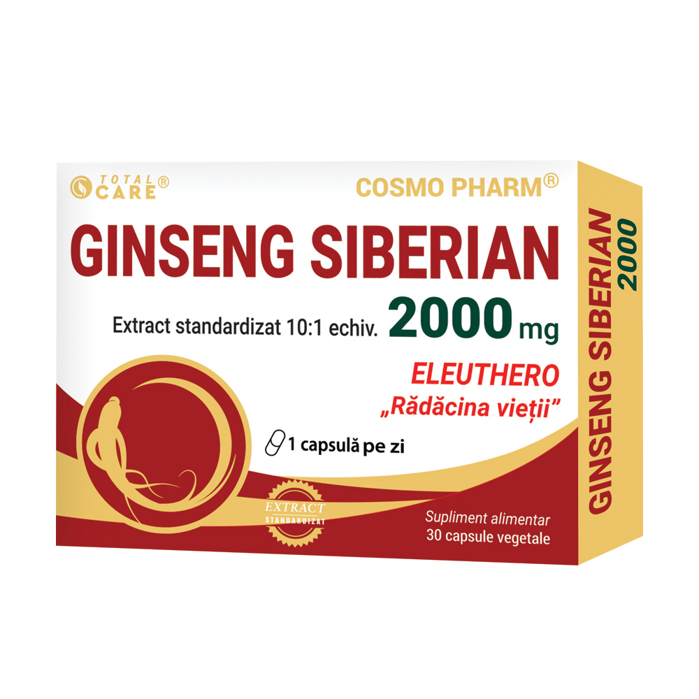 Ginseng Siberian, 2000 mg, 30 comprimate, Cosmopharm