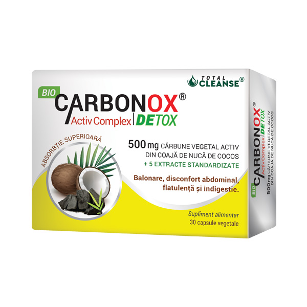 Carbonox Bio Activ Complex Detox, 500 mg, 30 capsule vegetale, Cosmopharm