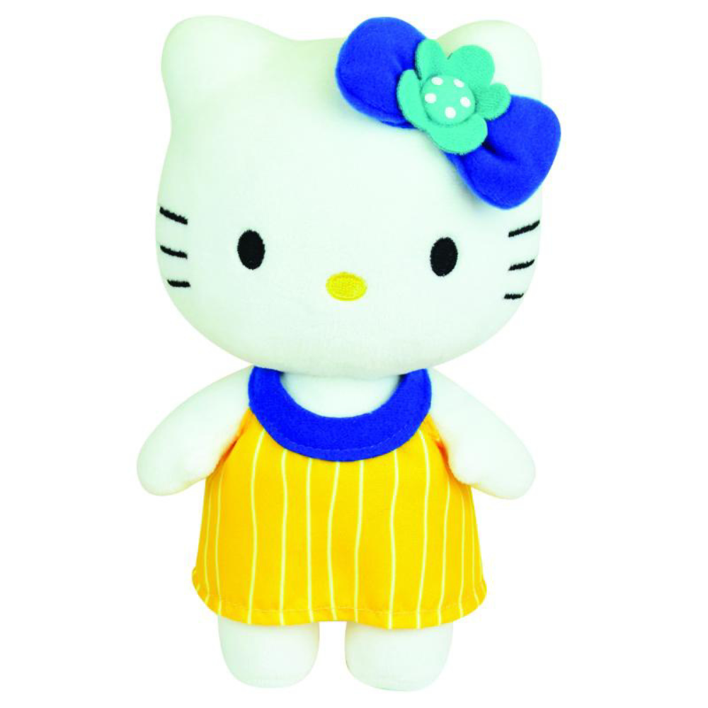 Jucarie de plus Hello Kitty cu rochita galbena, 0-36 luni, 20 cm, Jemini