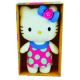 Jucarie de plus Hello Kitty cu rochita roz si buline albastre, 0-36 luni, 20 cm, Jemini 614754