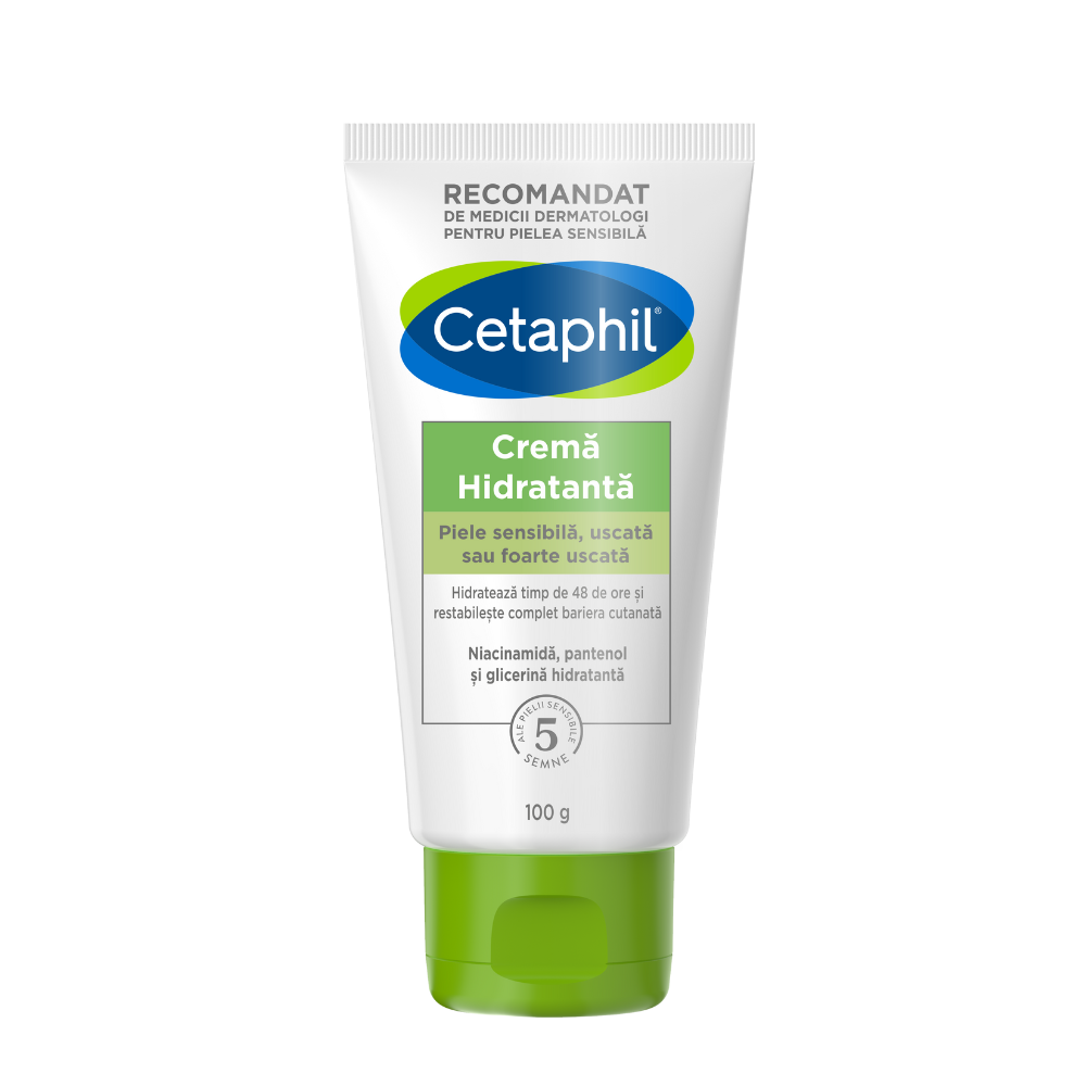 Crema hidratanta pentru piele sensibila, uscata sau foarte uscata, 100 g, Cetaphil