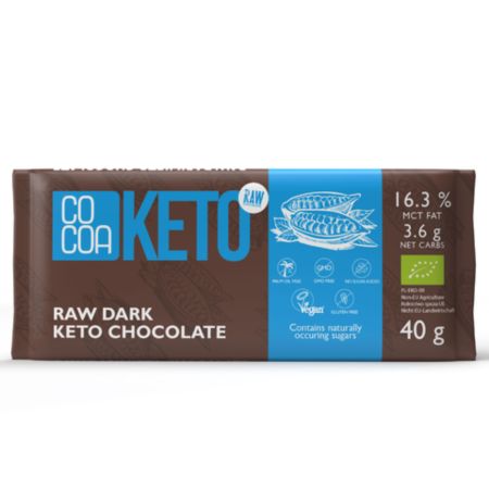 Ciocolata neagra Bio cu ulei de cocos MCT, 40 g, Cocoa Keto