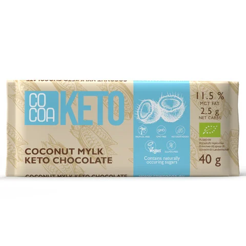 Ciocolata Bio cu cocos Keto, 40 g, Cocoa