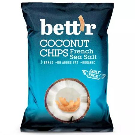 Chips de Cocos Bio cu Sare de Mare Franceza, 70 g, Bettr