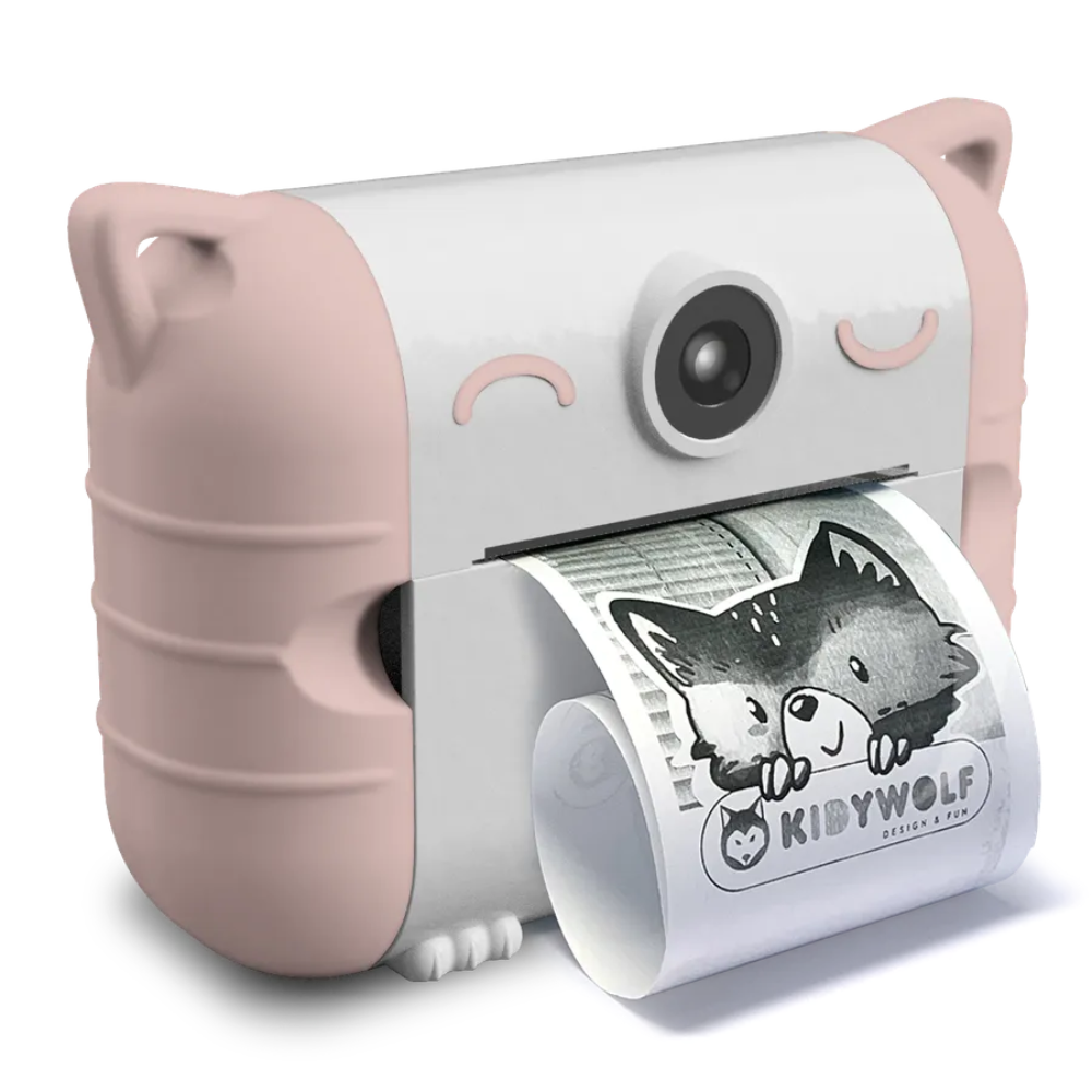 Camera foto digitala cu functie de printare termica pentru copii KidyPrint, Peach, Kidywolf