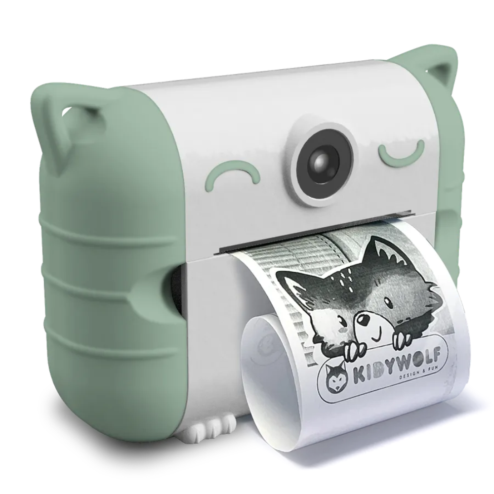 Camera foto digitala cu functie de printare termica pentru copii KidyPrint, Green, Kidywolf