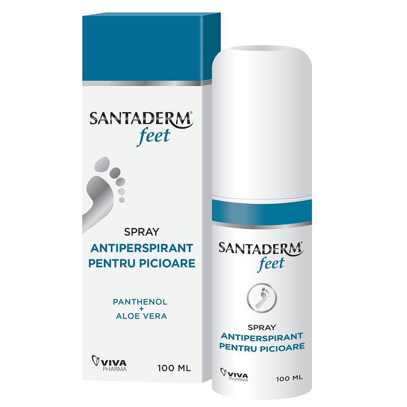 Spray antiperspirant pentru picioare Feet, 100 ml, Santaderm