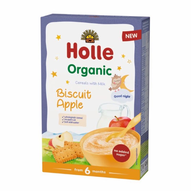 Cereale Bio cu lapte, mere si biscuiti, +6 luni, 250g, Holle