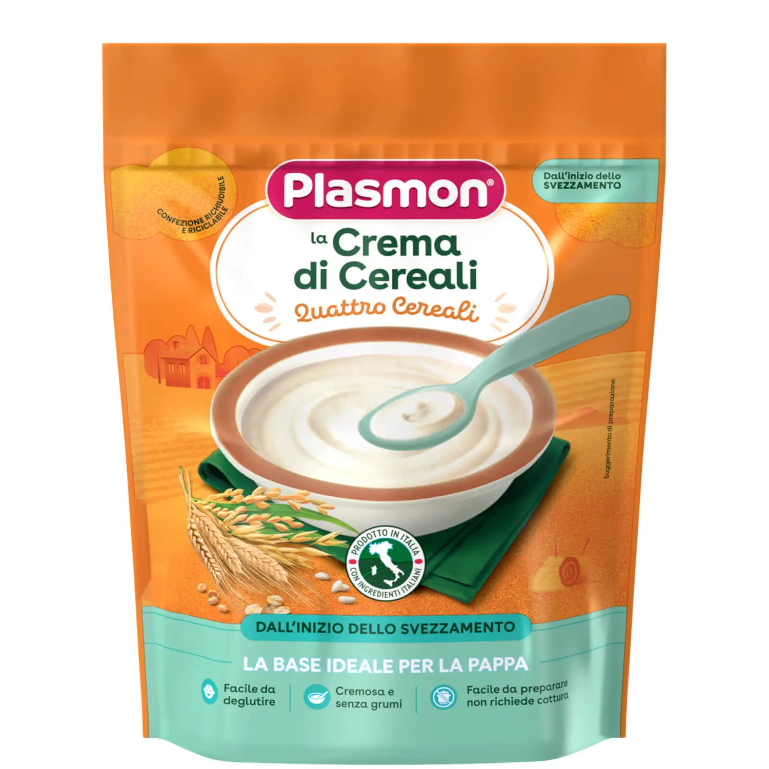 Cereale crema pentru bebelusi, 4 Cereale, 200 g, Plasmon