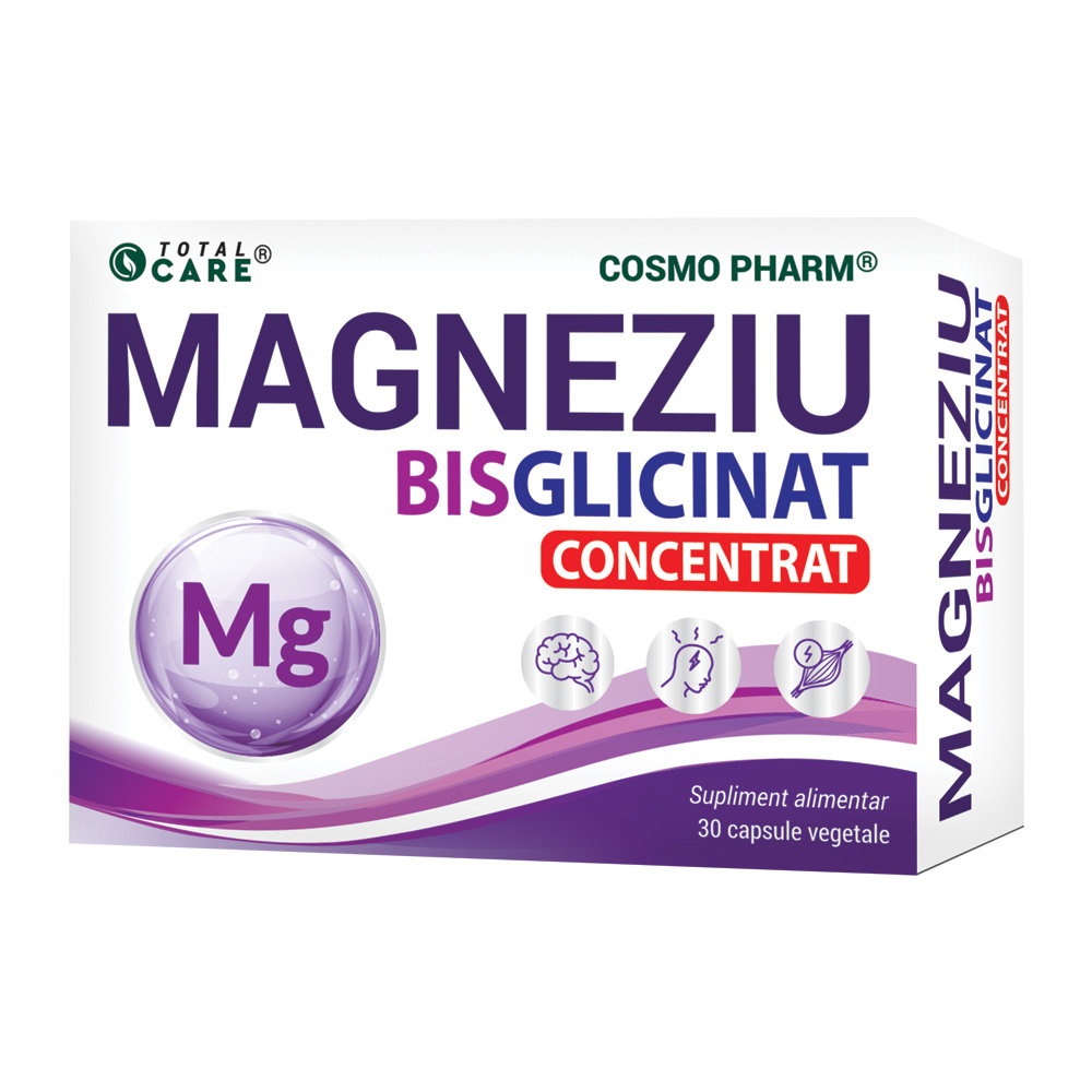 Magneziu Bisglicinat concentrat, 30 capsule, Cosmopharm