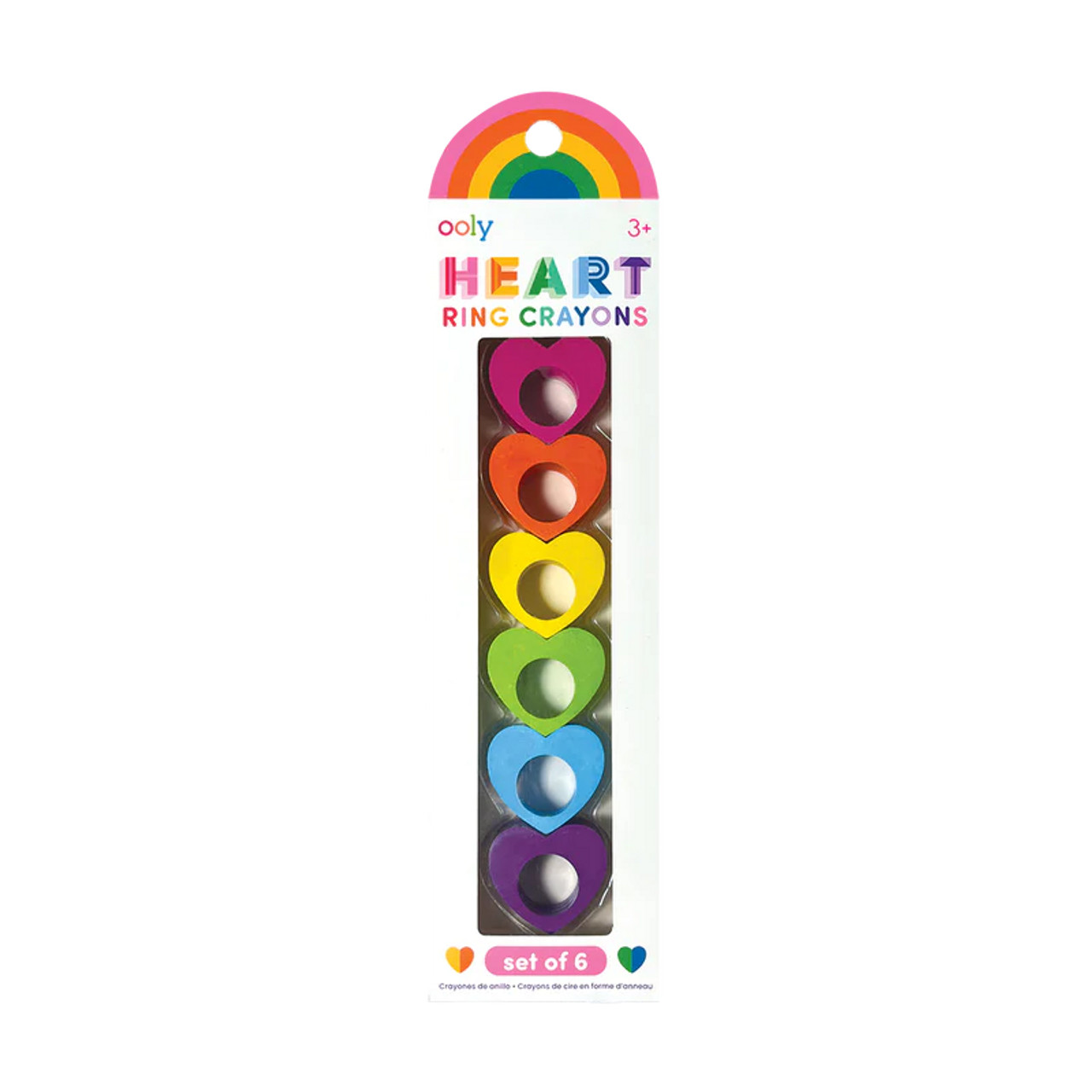 Set Creioane colorate Inele de inima, + 3 ani, set de 6 bucati, Ooly