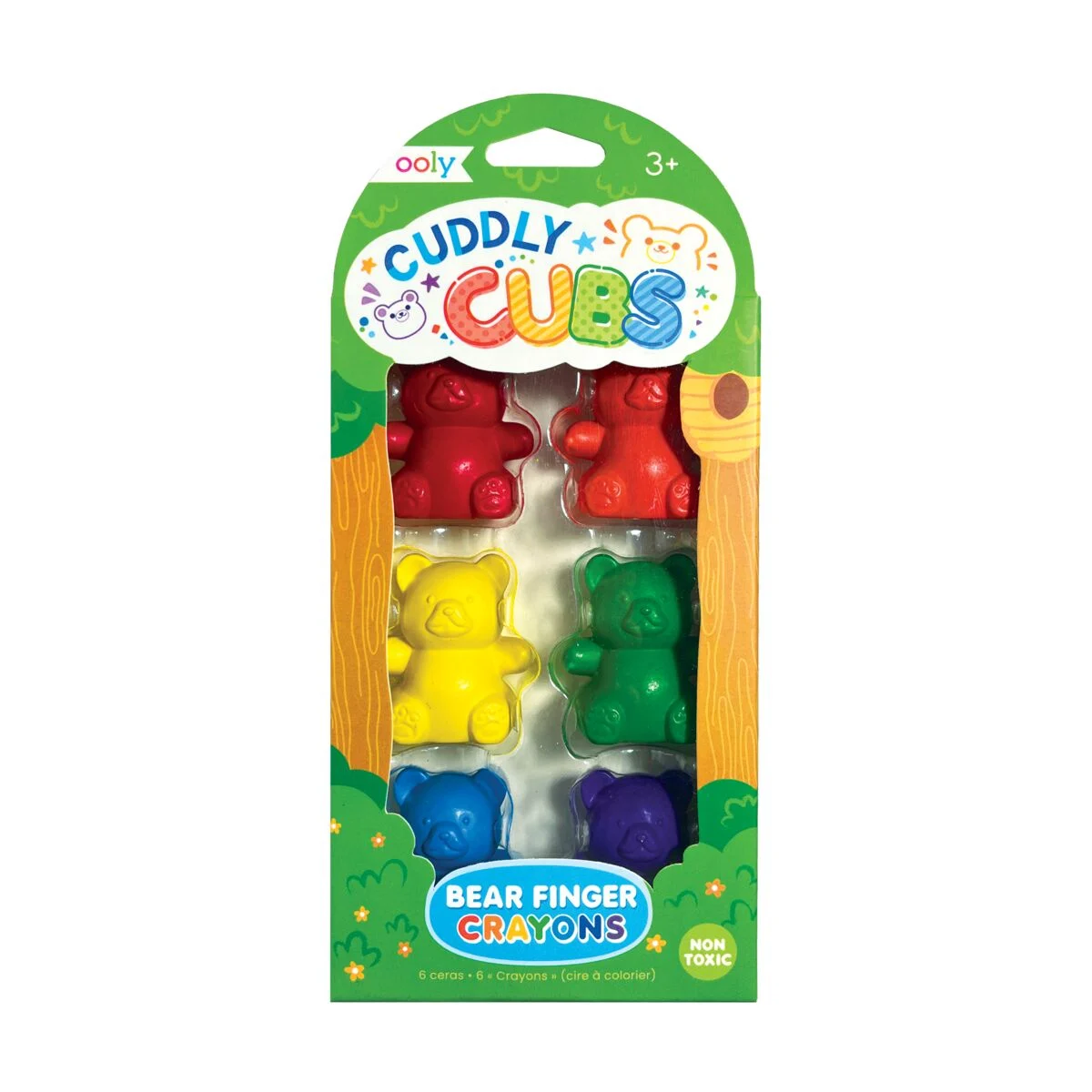 Creioane colorate pentru degete Cuddly Cubs Bear, set de 6 bucati, Ooly