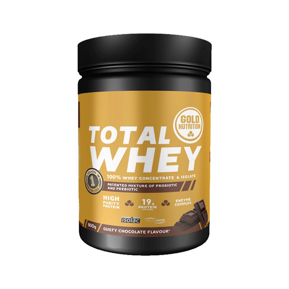 Pudra proteica Total Whey cu aroma de ciocolata, 800g, Gold Nutrition