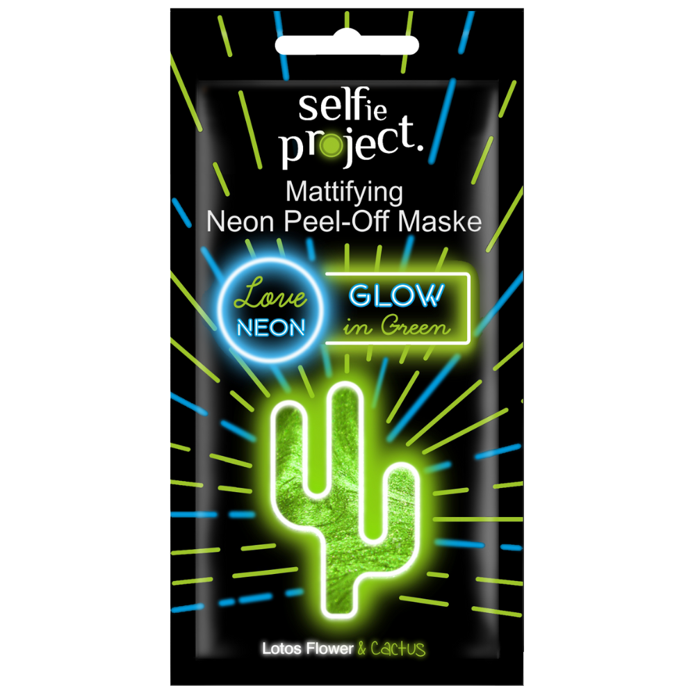 Masca exfolianta matifianta Cactus Neon Glow in Green, 10 ml, Selfie Project