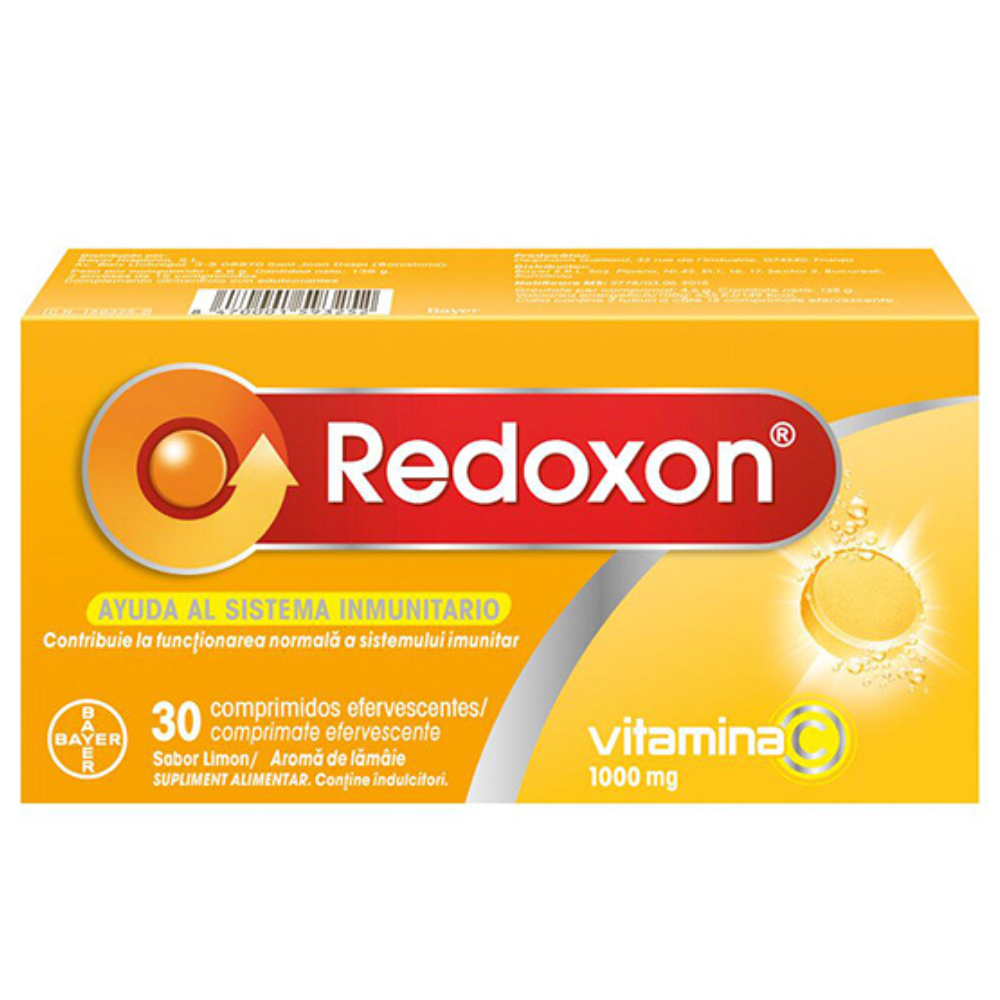 Redoxon cu vitamina C 1000 mg si aroma de lamaie, 30 comprimate, Bayer