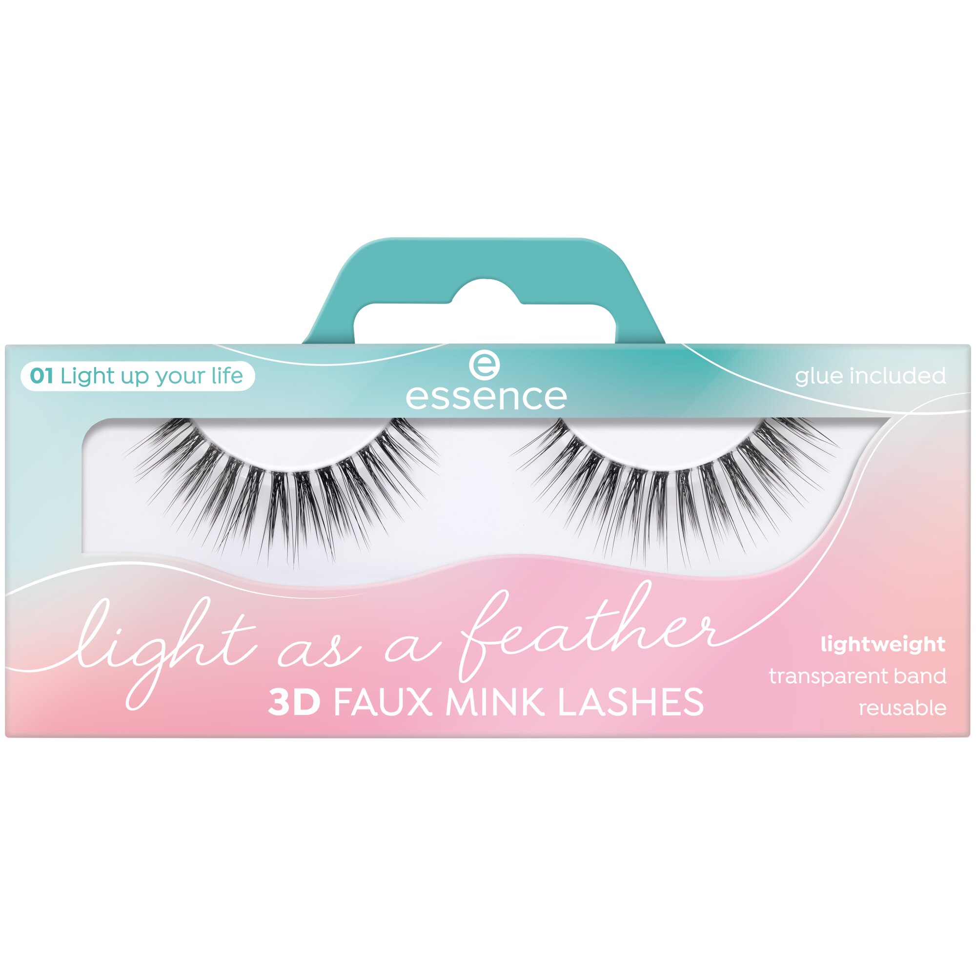 Gene false lase Light as a feather 3D faux mink lashes, 01 - Light up your life, 1 pereche, Essence
