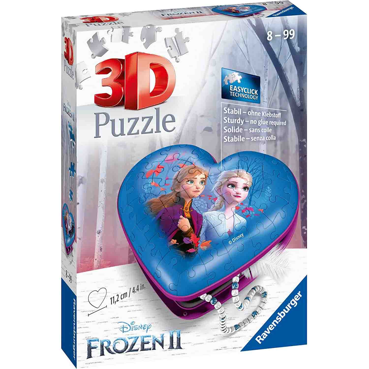 Puzzle cutie in forma de inima Frozen, + 8 ani, 54 piese, Ravensburger