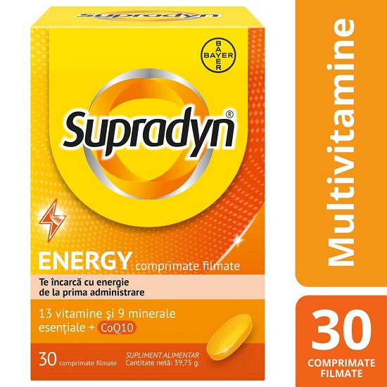 Supradyn Energy cu Multivitamine si Coenzima Q10, 30 comprimate, Bayer