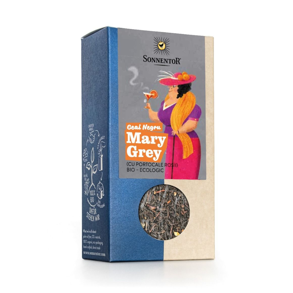 Ceai Bio Negru cu Portocale Rosii Mary Grey, 90 g, Sonnentor
