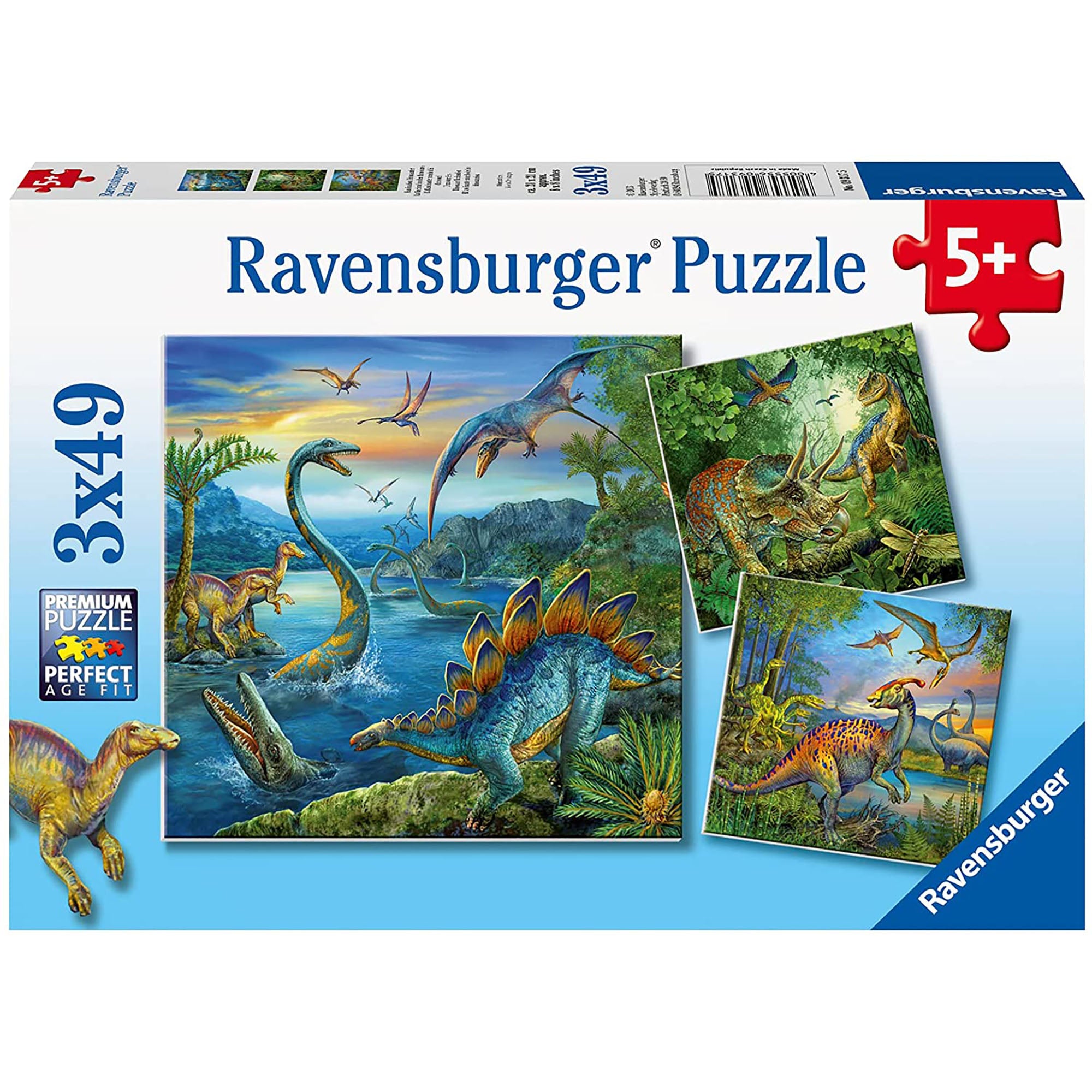 Puzzle Farmecul Dinozaurilor, + 5 ani, 3 x 49 piese, Ravensburger