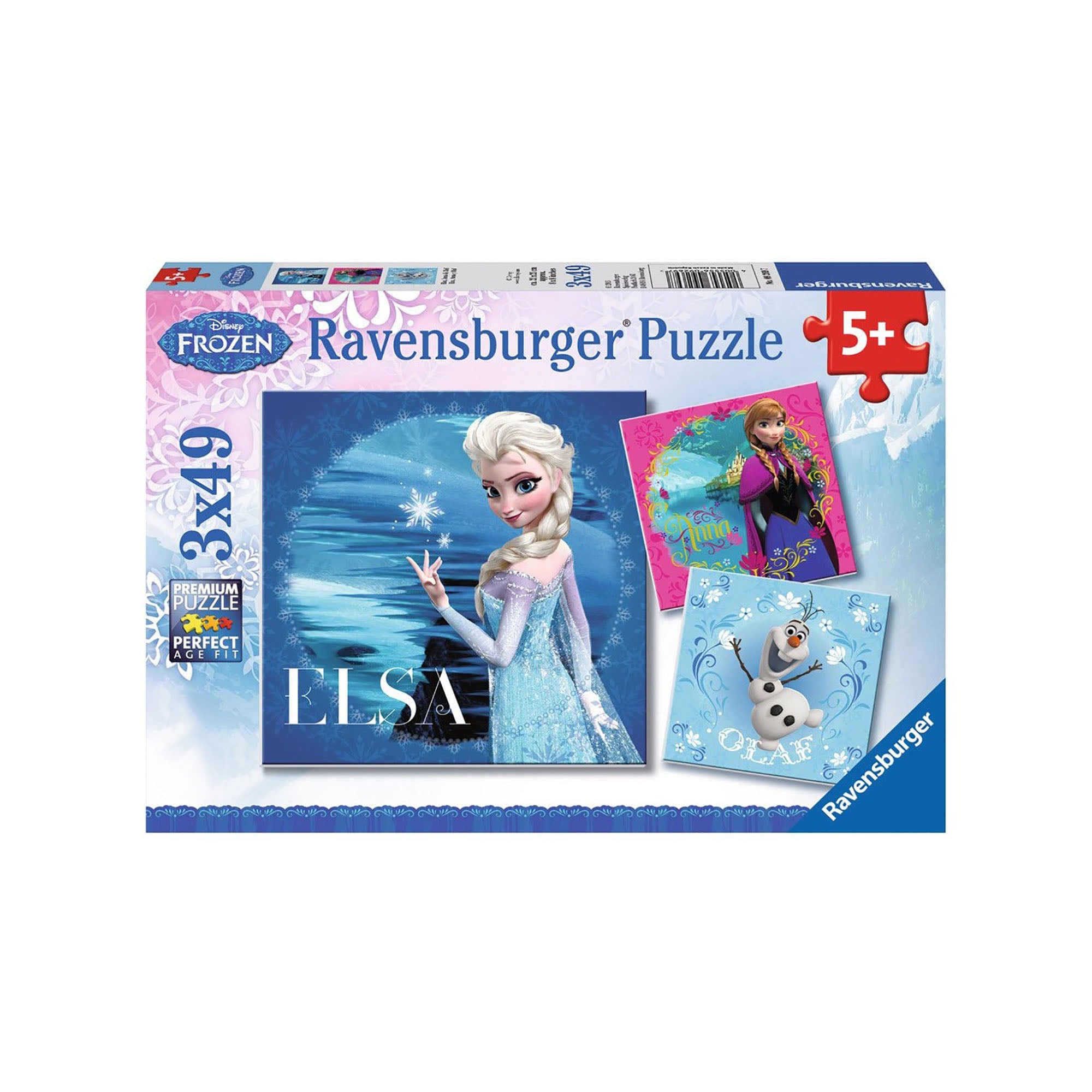 Puzzle Frozen Anna si Olaf, + 5 ani, 3 x 49 piese, Ravensburger