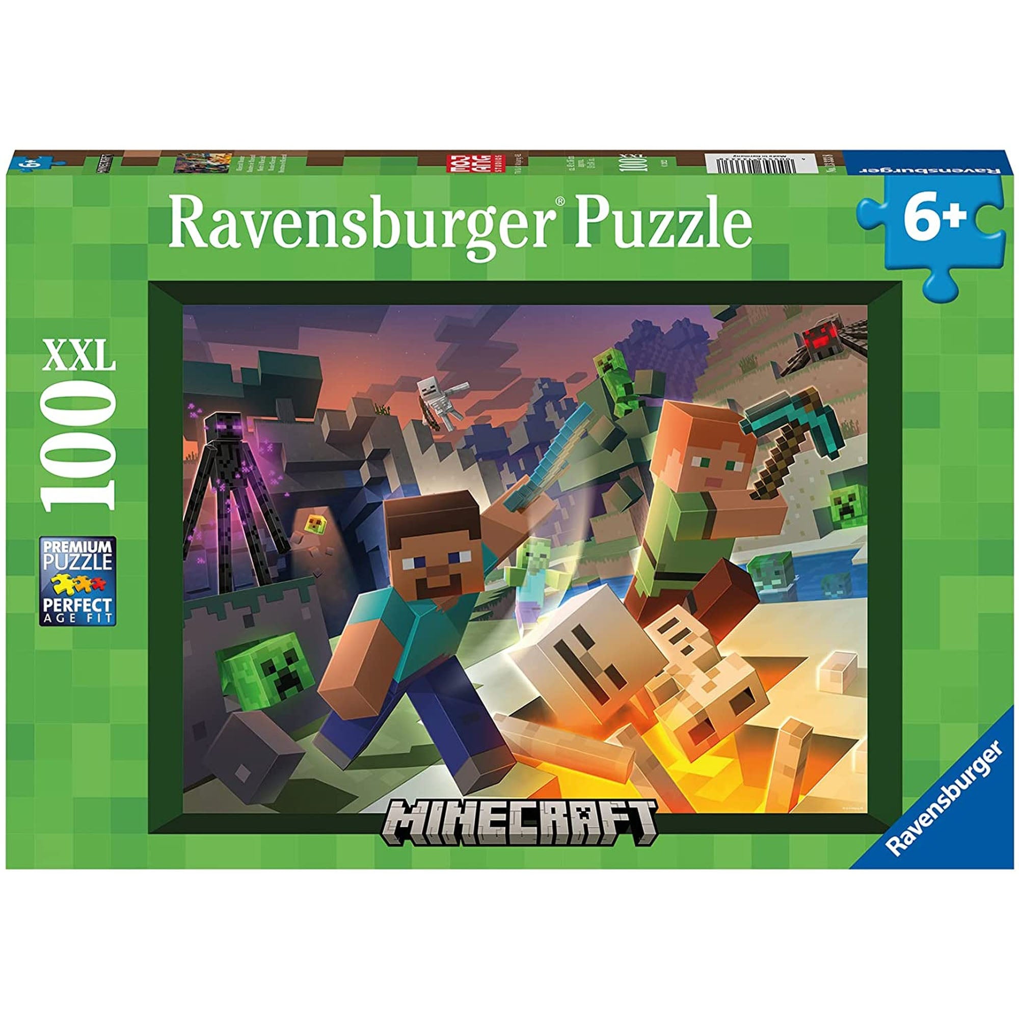 Puzzle Monstri MineCraft, + 6 ani, 100 piese, Ravensburger