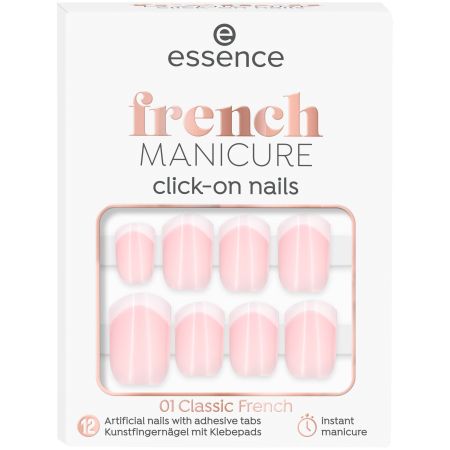 Unghii false French Manicure Click On Nails, 01 - Classic French, 12 bucati, Essence