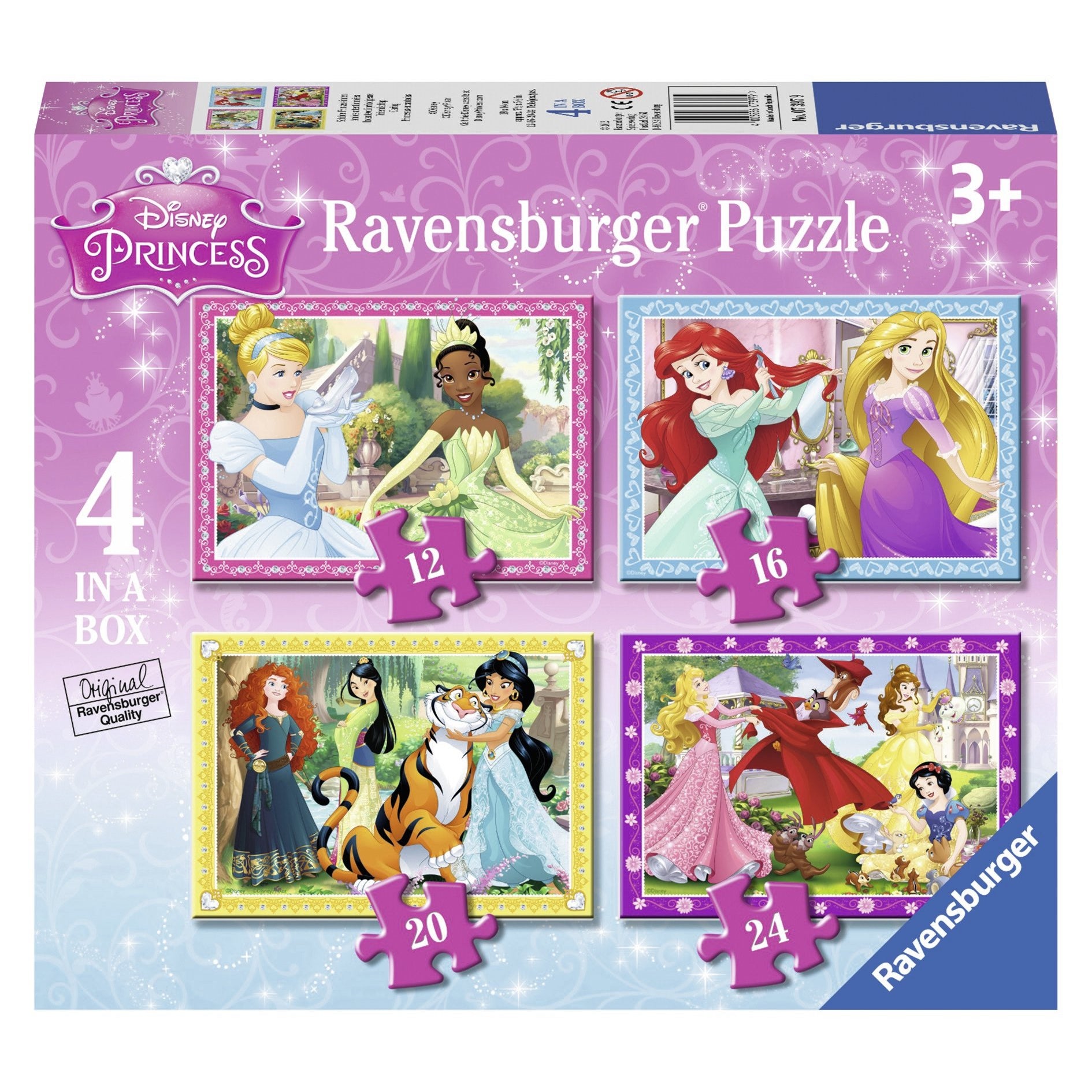 Puzzle Printesele Disney, + 4 ani, 4 puzzle-uri, Ravensburger