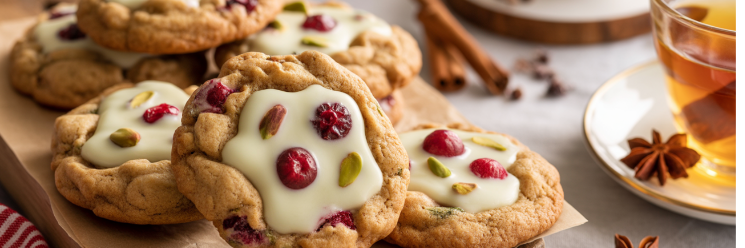 Biscuiti cu fistic, merisoare si ciocolata alba