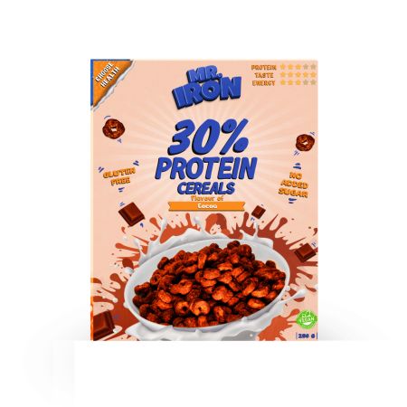 Cereale proteice fara zahar sau gluten cu aroma de ciocolata, 250g, MR. Iron