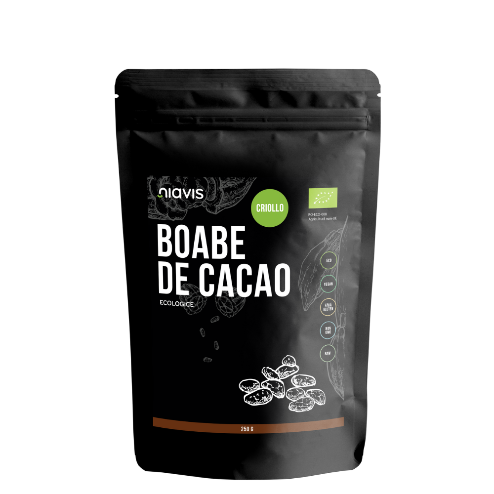 Boabe de cacao intregi, 250 g, Niavis
