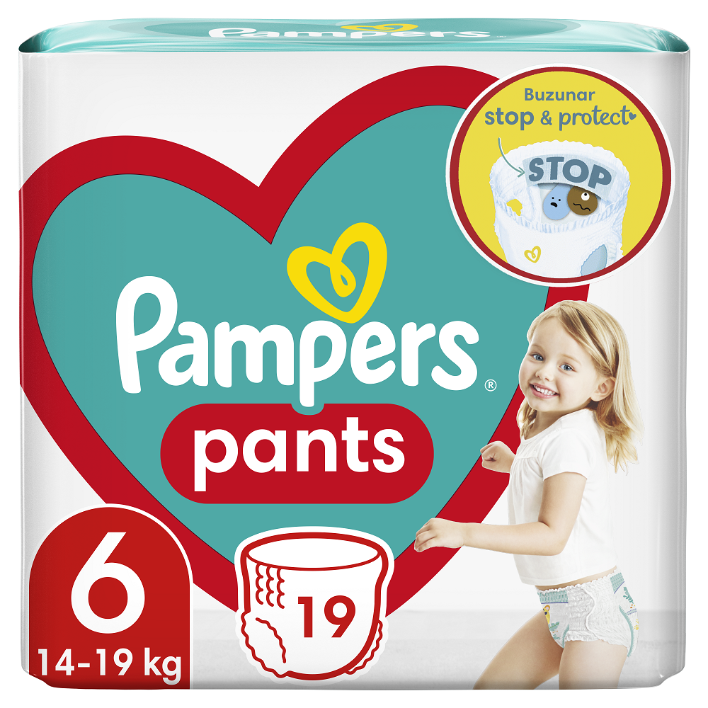 Scutece Pants Stop&Protect, Nr. 6, 14-19 kg, 19 buc, Pampers