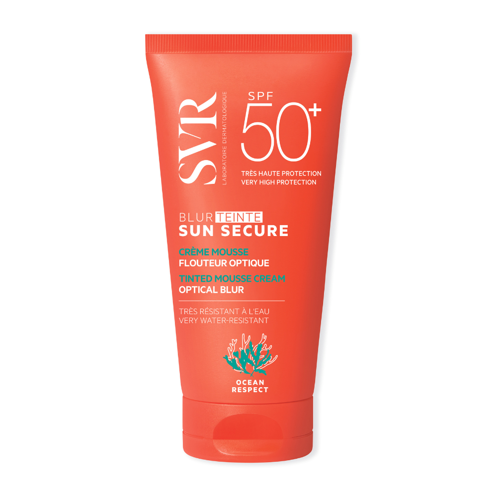 Crema spuma nuantatoare pentru protectie solara cu SPF 50+ Sun Secure Blur Teinte, Beige Rose, 50 ml, Svr