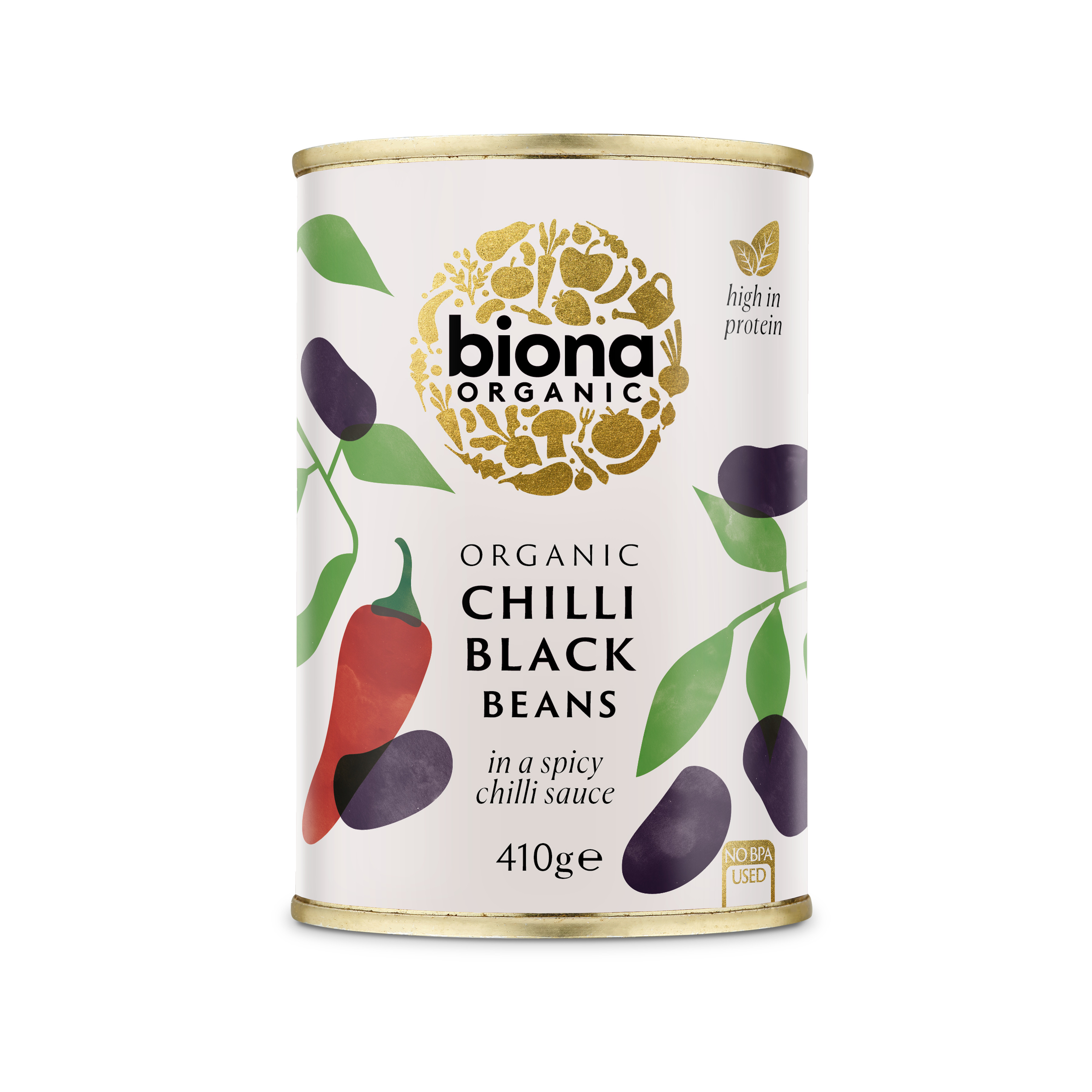 Fasole neagra Bio in Sos de Chilli la conserva, 410 g, Biona