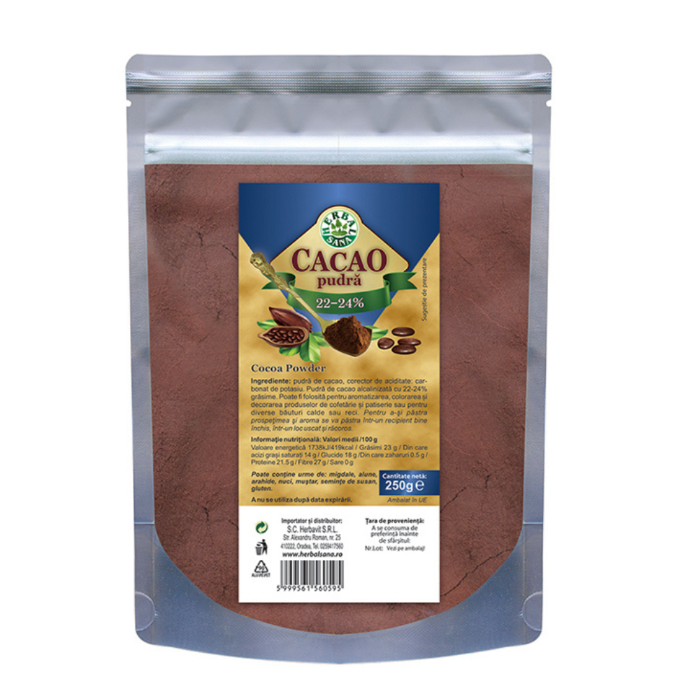Cacao pudra, 22-24%, 250 g, Herbal Sana