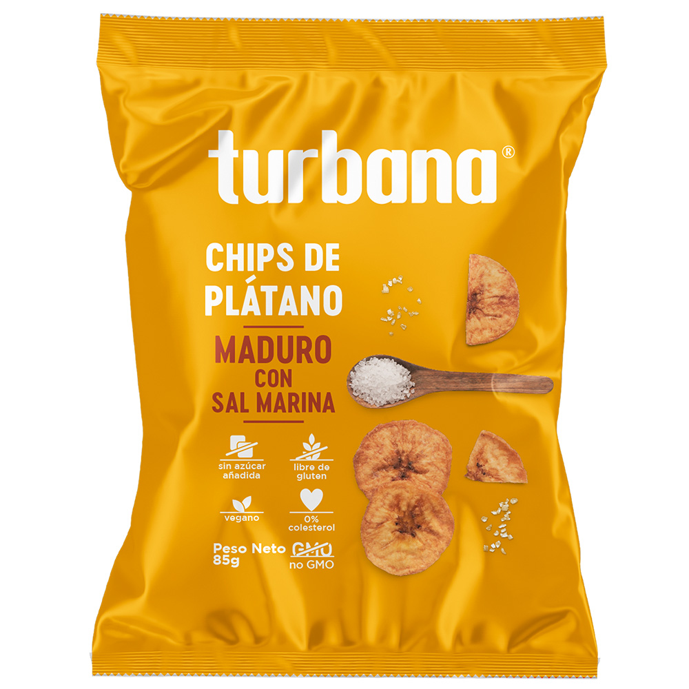 Chips din Plantan copt cu sare marina, 85 g, Turbana