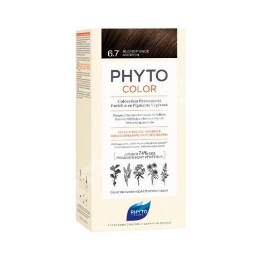 Vopsea permanenta pentru par Phytocolor, Nuanta 6.7 Dark Chestnut Blonde, 50 ml, Phyto