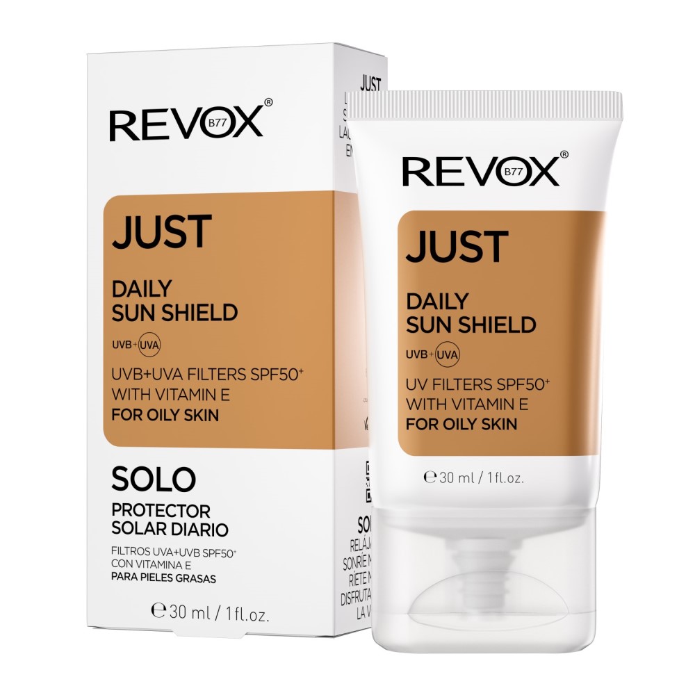 Crema cu protectie solara SPF 50+ pentru ten gras Daily Sun Shield Just, 30 ml, Revox