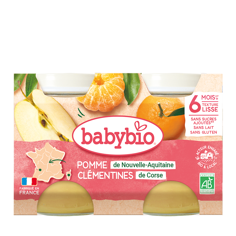 Piure din mere, clementine si orez, 2x130 gr, Babybio