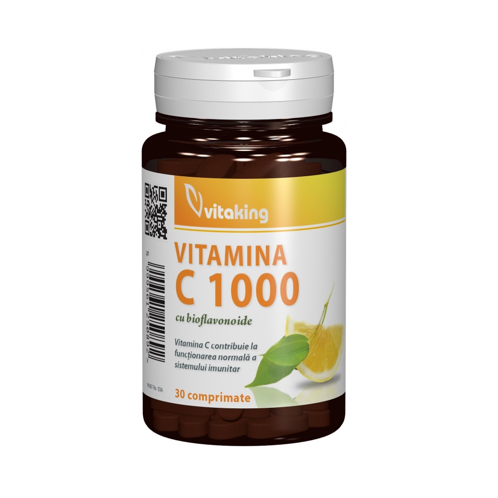 Vitamina C-1000 cu bioflavonoid, acerola si macese, 30 capsule, Vitaking