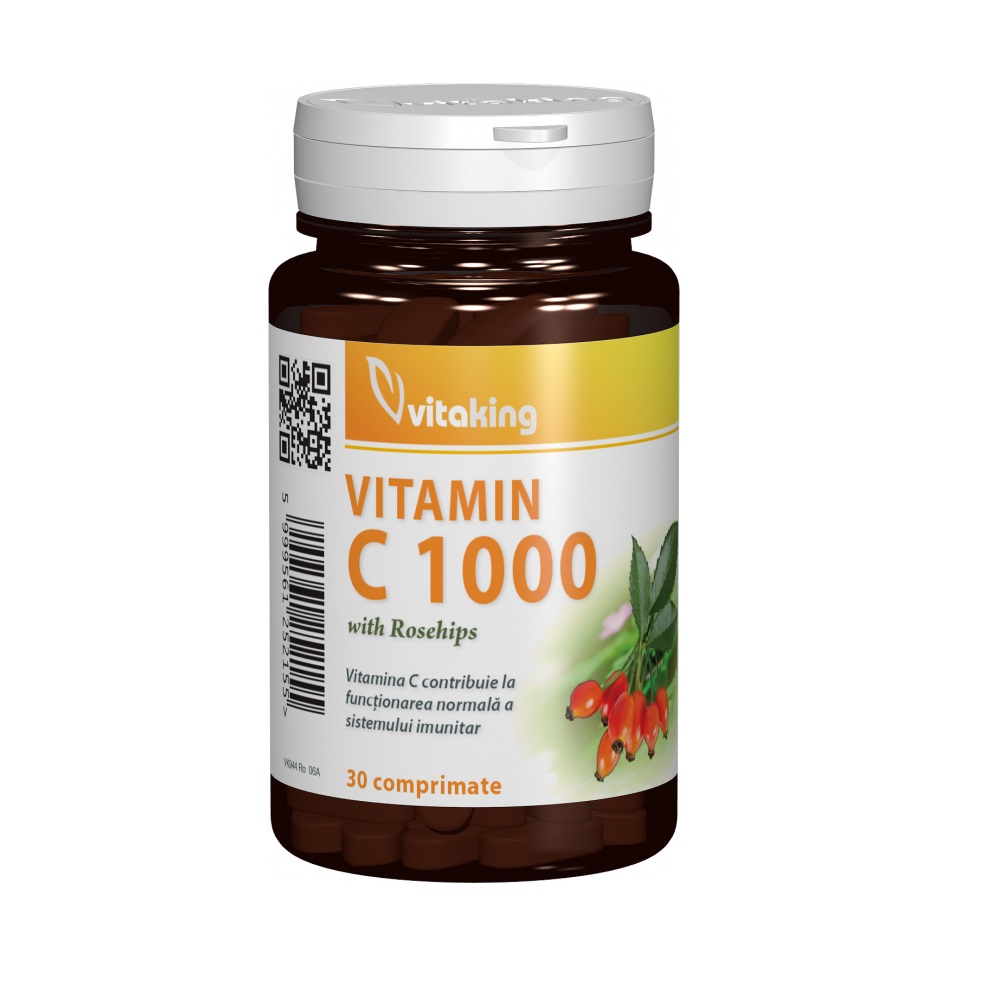 Vitamina C 1000 cu macese, 30 tablete, Vitaking