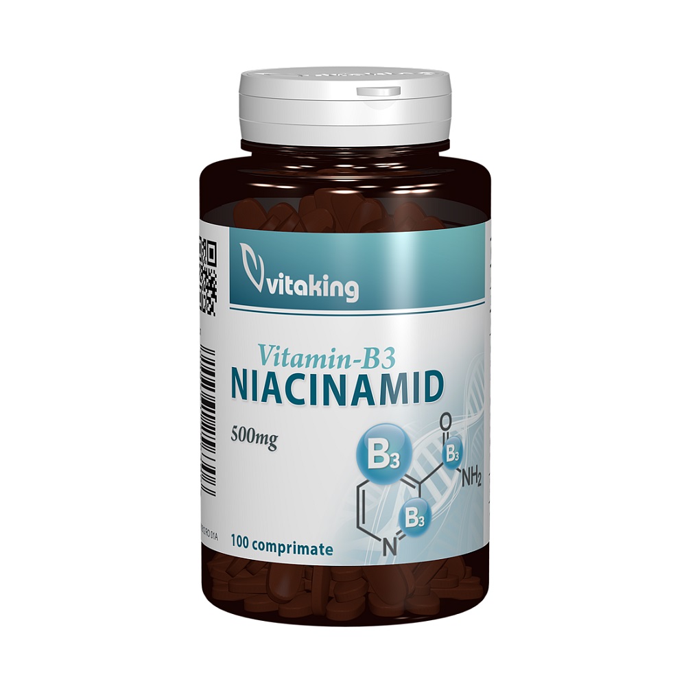 Vitamina B3 (niacinamida), 500mg, 100 comprimate, Vitaking