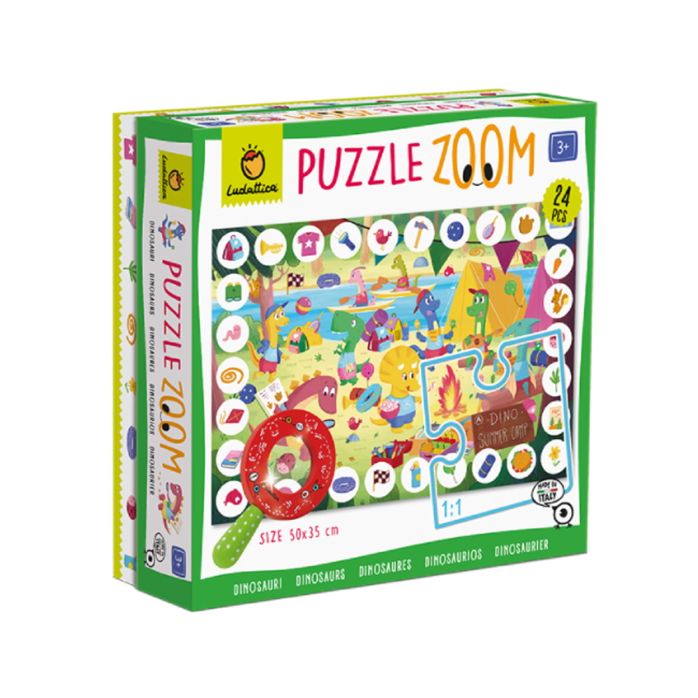 Puzzle pentru copii Zoom - Dinozauri, 3 ani+, 24 piese, Ludattica