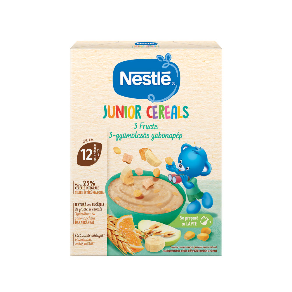 Cereale cu 3 fructe Junior, 200 g, Nestle