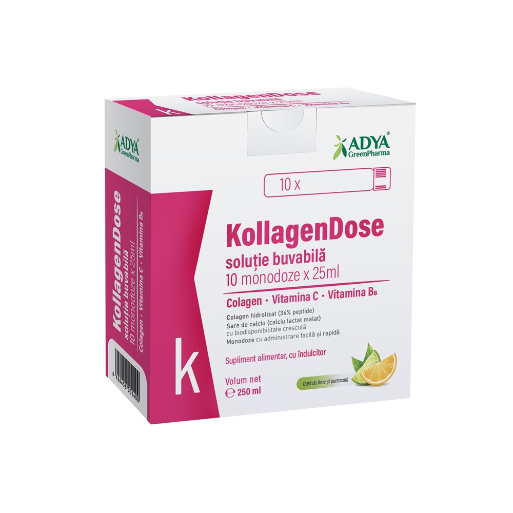KolagenDose solutie buvabila, 10 monodoze x 25 ml, Adya Green Pharma