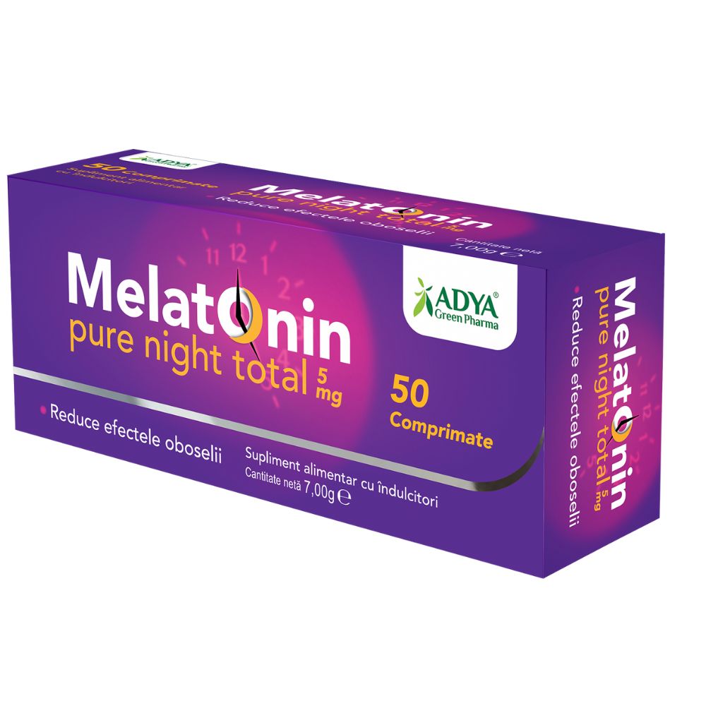 Melatonin Pure Night Total, 5 mg, 50 comprimate, Adya Green Pharma