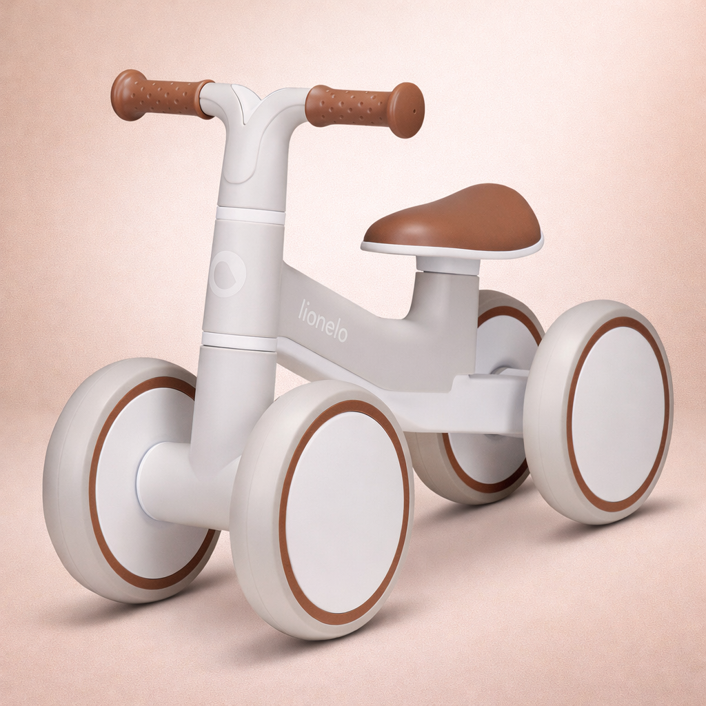 Bicicleta cu 4 roti Villy beige latte Lionelo pentru copii de 12-36 luni